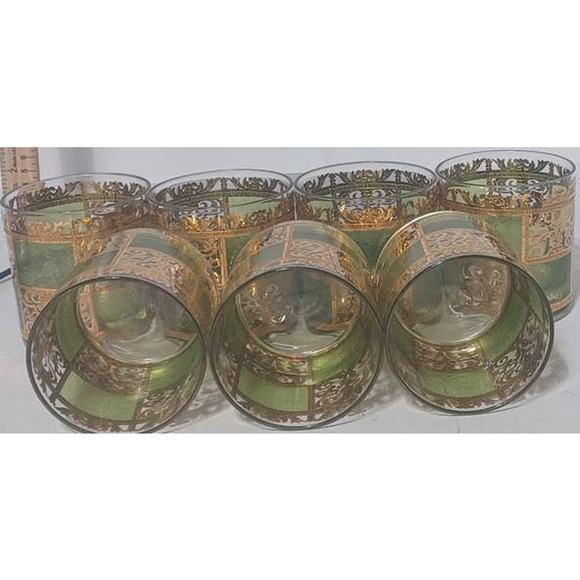 Culver Prado 24kt Set of 7 Green and Gold - Picture 2 of 3